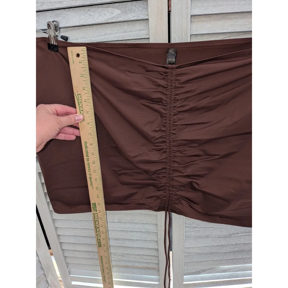 SKIMS Recycled Swim Ruched Mini Skirt Cocoa Brown 4X CU-SKT-2796 NWT